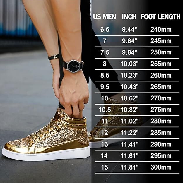 IGxx Glitter Shoes for Men Fashion High Top Casual Sequin Sparkly