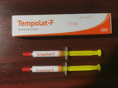 Tempolat-F Dental Non-Eugenol Temporary Luting Cement Crown Bridge 12 g (2X 6g)