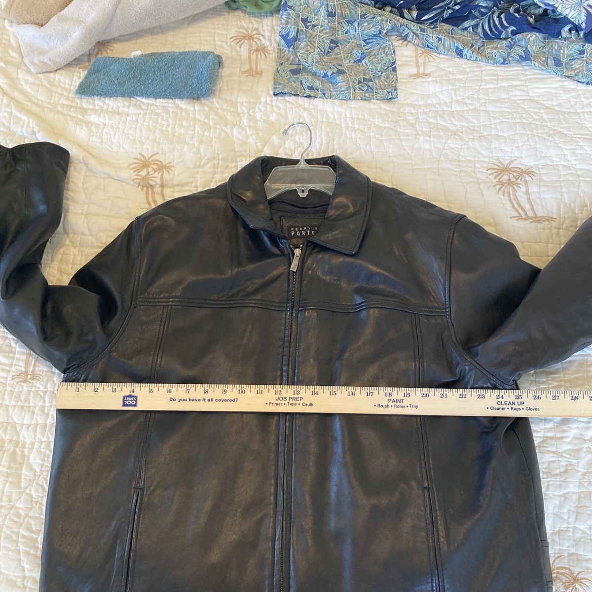 Perry Ellis portfolio black leather jacket size extra large Perry Ellis portfolio black leather jacket size extra large