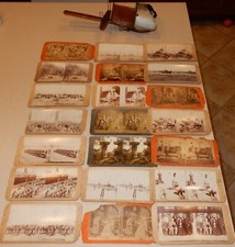 Antique Keystone Stereoscope Viewer  With Photo Card Lot READ