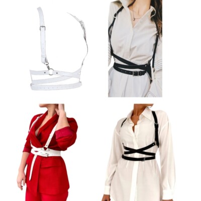 Punk Harness Women Leather Harness Push up Underbust Corset Top With Strap