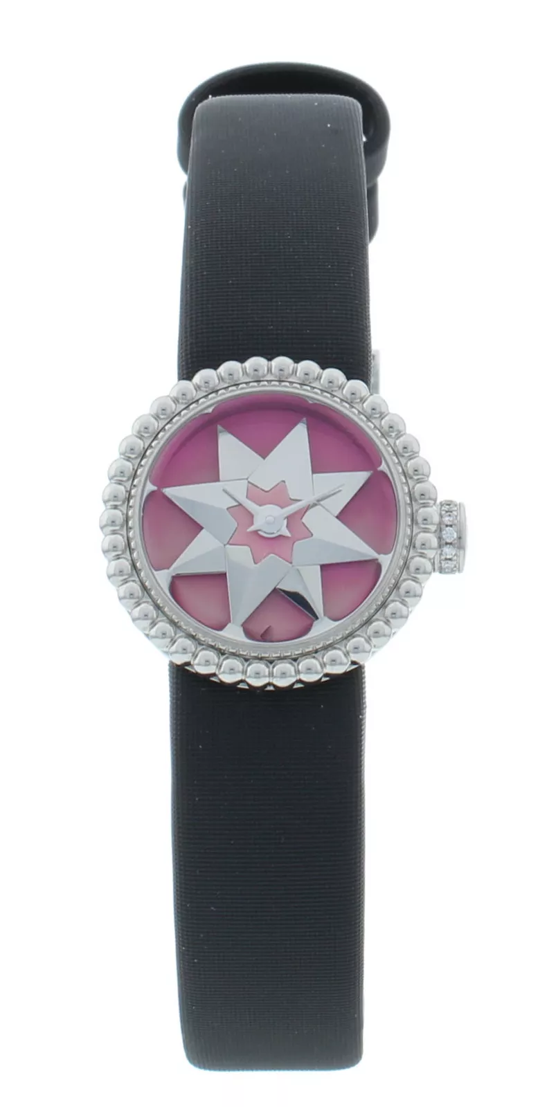 Montre pour femme Dior La D De 19 mm cadran rose bracelet satin noir quartz CD040112A002