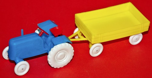 2x MANURBA PLASTIK TRAKTOR GESPANN METALLACHSER 1970s passend zu HEINERLE CIRCUS - Bild 19 von 21