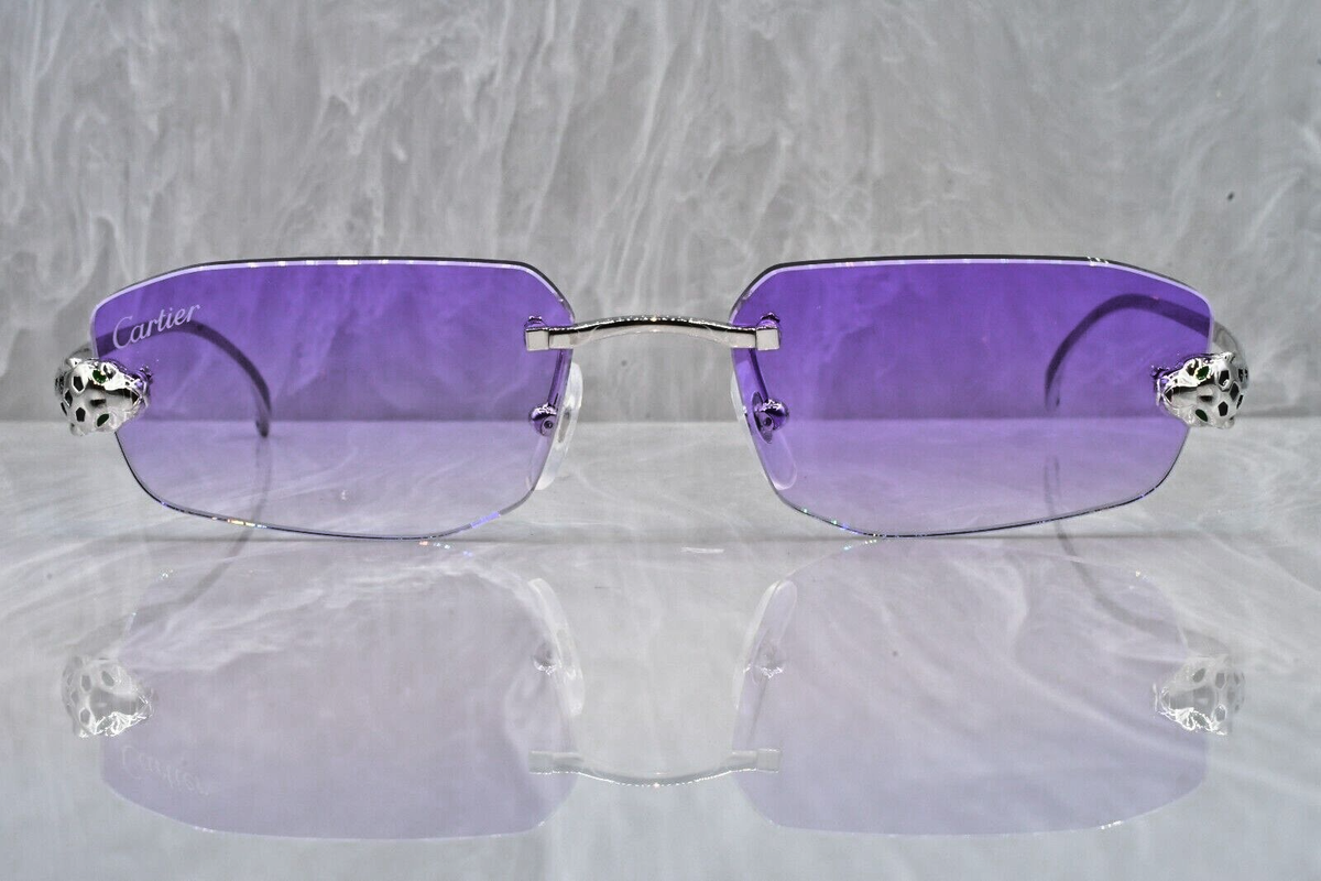 Cartier rimless Large Panthere sunglasses platinum C decor ct0474s
