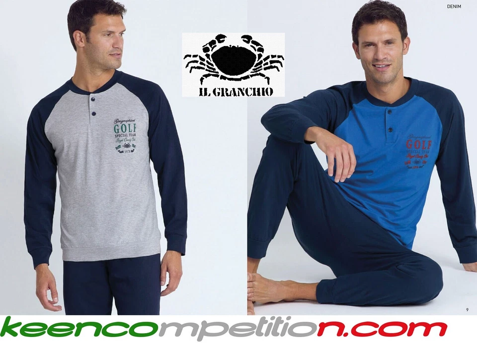 Il Granchio PIGIAMA UOMO SERAFINO MANICA LUNGA CON POLSINI COTONE LEGGERO JERSEY