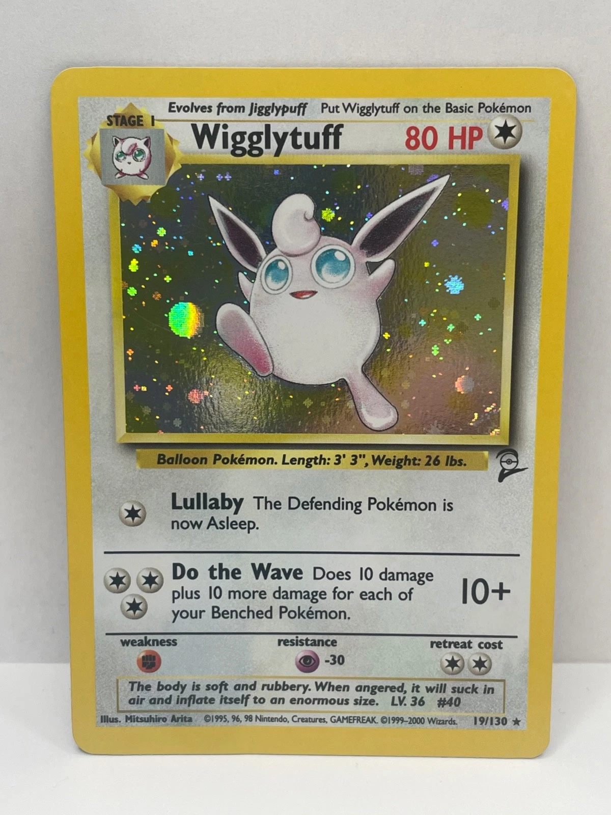 Pokemon TCG Base Set 2 Wigglytuff Holo Rare 19/130 Lightly Played