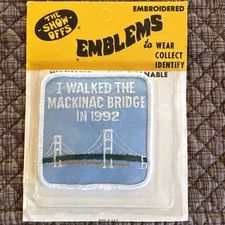 NOS! I Walked The MACKINAC BRIDGE In 1992 Michigan Embroidered Patch Iron Sew On