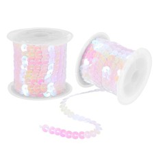 2Pcs 5 Yards x 0.24 Inch Flat Sequin Strip Spangle Sequins Trim White AB