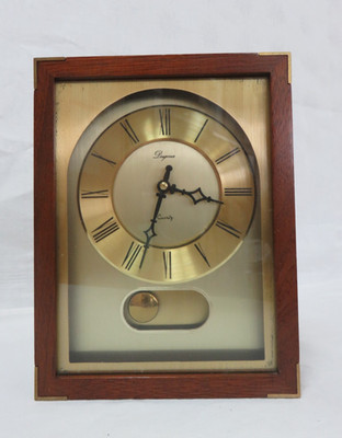 Dugena Quartz Tischuhr Standuhr Holz und Metall Vintage 21 cm hoch - teildefekt