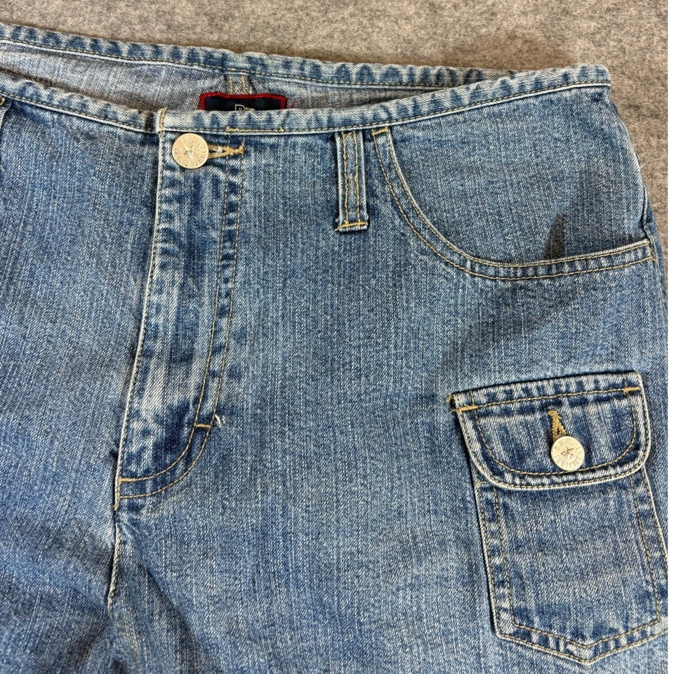Y2K B. Pantalones cortos cargo Equipment Jeans para mujer 13/14 azul denim ropa de trabajo utilitaria Foto 4 de 4