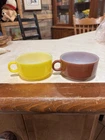 Vintage Fire-King Yellow Oven Proof Soup Bowl Mug Anchor Hocking Set Of 2