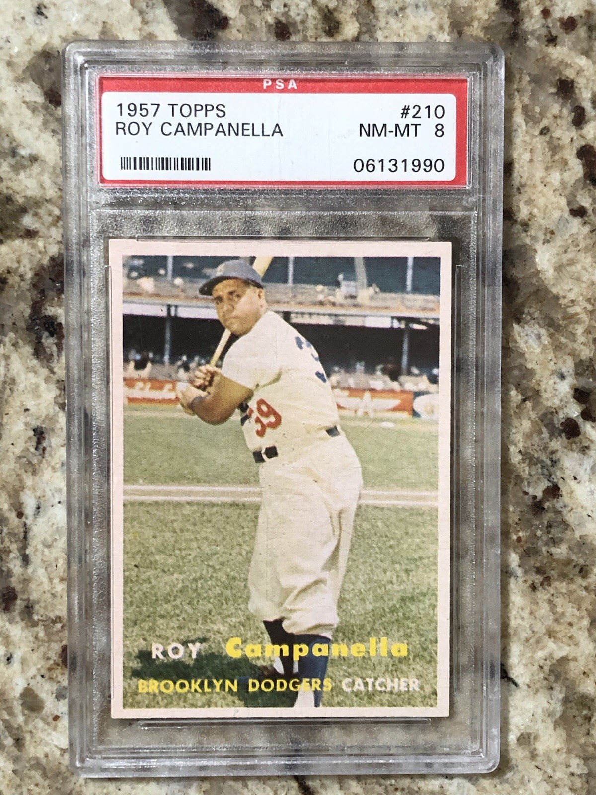 1957 TOPPS ROY CAMPANELLA #210 PSA 8 - DEAD CENTERED - VERY HIGH END