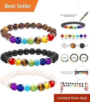 Mindfulness and Style - 2-12 Pcs Chakra Bracelets with Essential Oil Capability