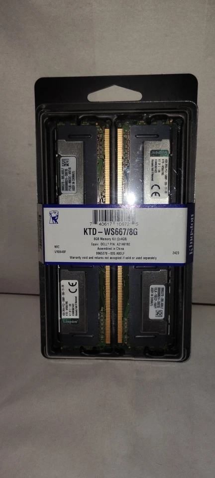BRAND NEW KINGSTON KTD-WS667/8G 8GB 2X4GB ECC SERVER MEMORY - Image 2 of 4