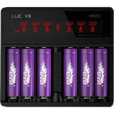 Efest LUC V6 LCD & USB 6 Slots Multi-Functional Charger HD MINI LCD Screen NEW