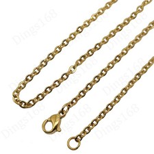 Real 18K Yellow Gold Filled Nickel-Free 18inch 2.4 mm Cable Chain Necklace G146G