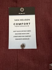 Van Heusen Dress Shirt Mens Burgundy Comfort Performance Slim Fit Button-Up