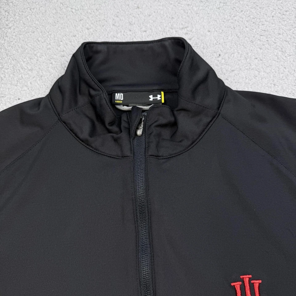 Indiana Hoosiers Pullover Quarter Zip Mens Medium NCAA College Top Black Gray - Image 3 of 4