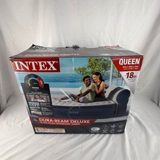 Intex Dura Beam Deluxe Queen Air Mattress with Headboard 18 in Height New