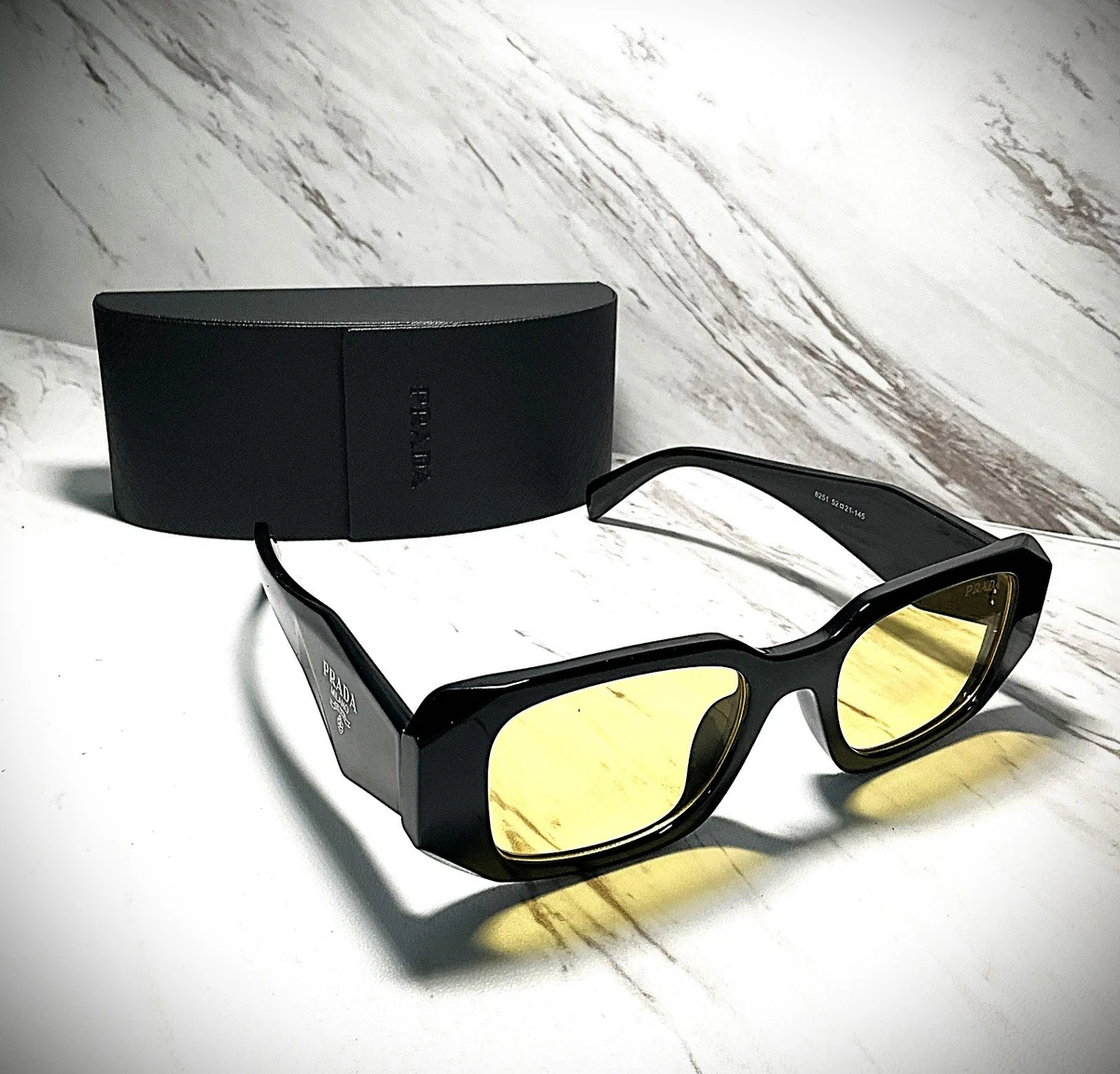 PRADA Black Square Sunglasses Polarized for Women for sale 