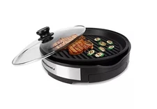 Elite Gourmet 12" Deluxe Indoor Grill with Lid