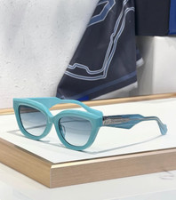 Round Sunglasses Turquoise Frame Blue Gradient Lens Unisex 55-18-145
