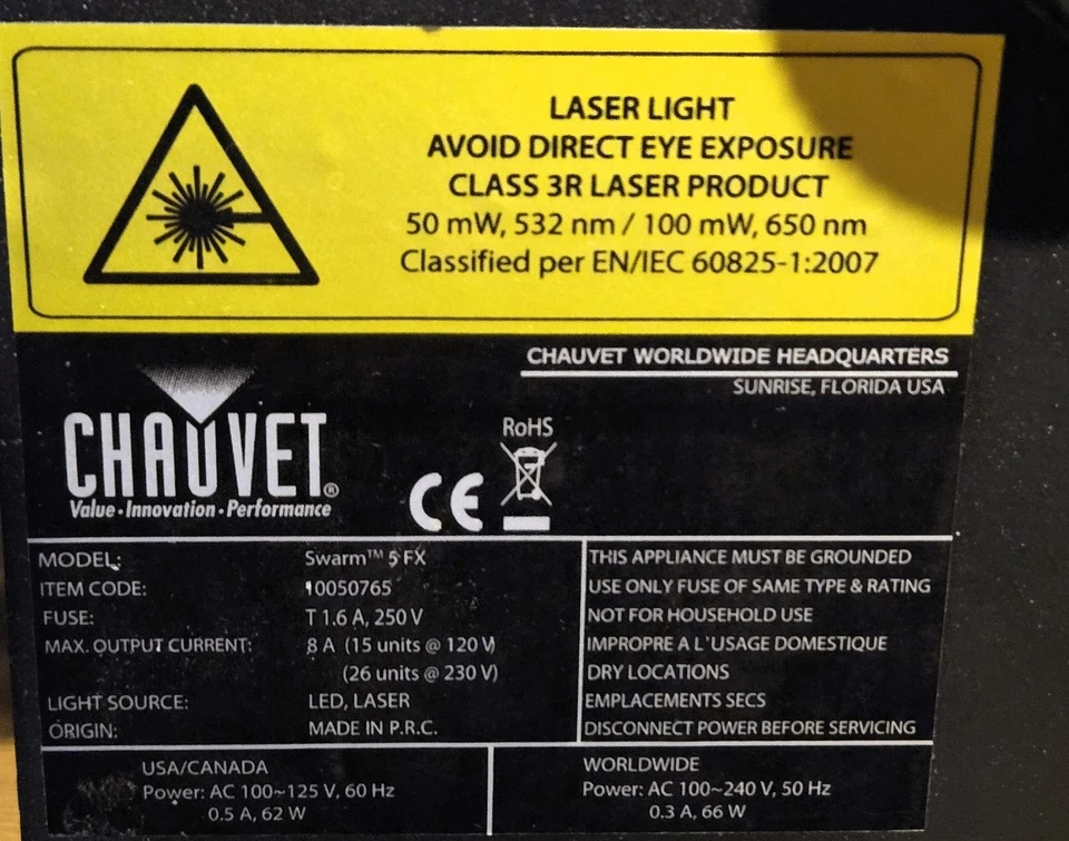 Professional Use Chauvet DJ Swarm 5 FX ILS 3-in-1 LED light Works as should - Image 2 of 4