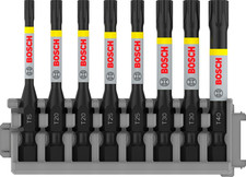 Bosch 8X PRO Torx Impact Bit Set, T15, T20(X2), T25(X2), T30(X2), T40, 55 M
