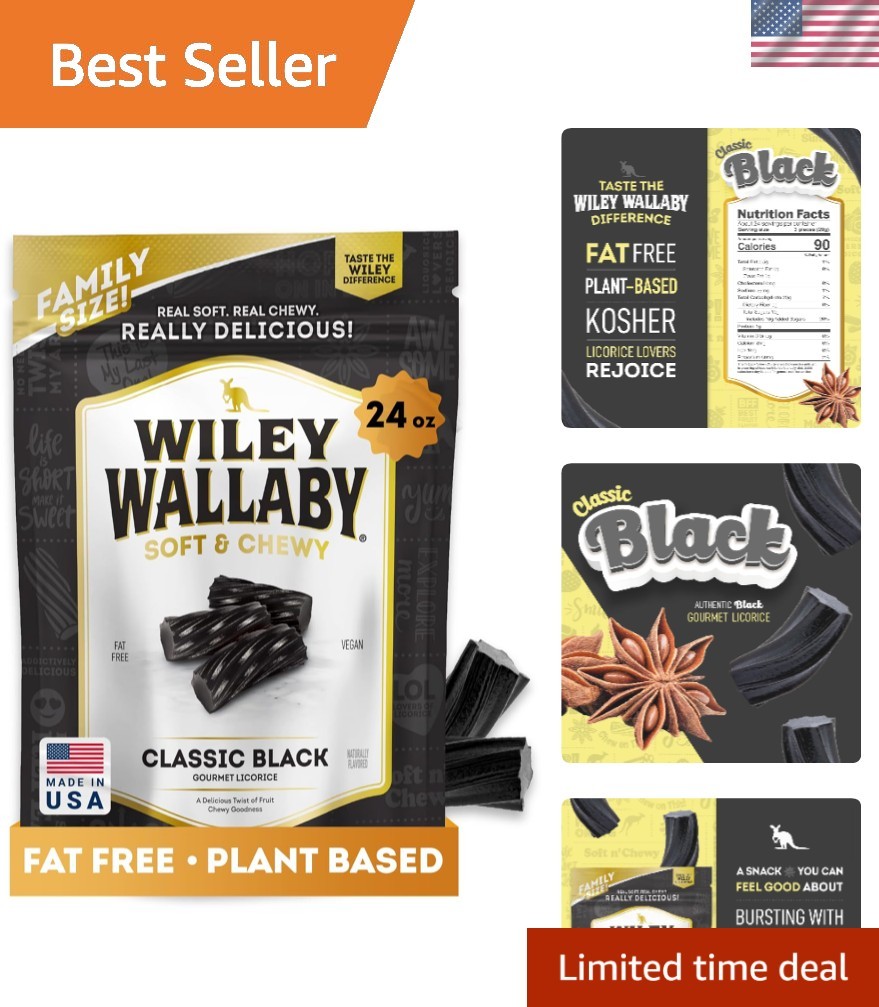 Licorice 24 Ounce Classic Gourmet Soft & Chewy Australian Black Licorice Cand...