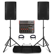 Vonyx VSA10BT 10" Complete PA Speaker System with VM-KG08 Music Mixer