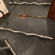 Olympic Curl Barbell EZ Curl Bar Non-Slip Grip 350LB Capacity Home Gym Fitness