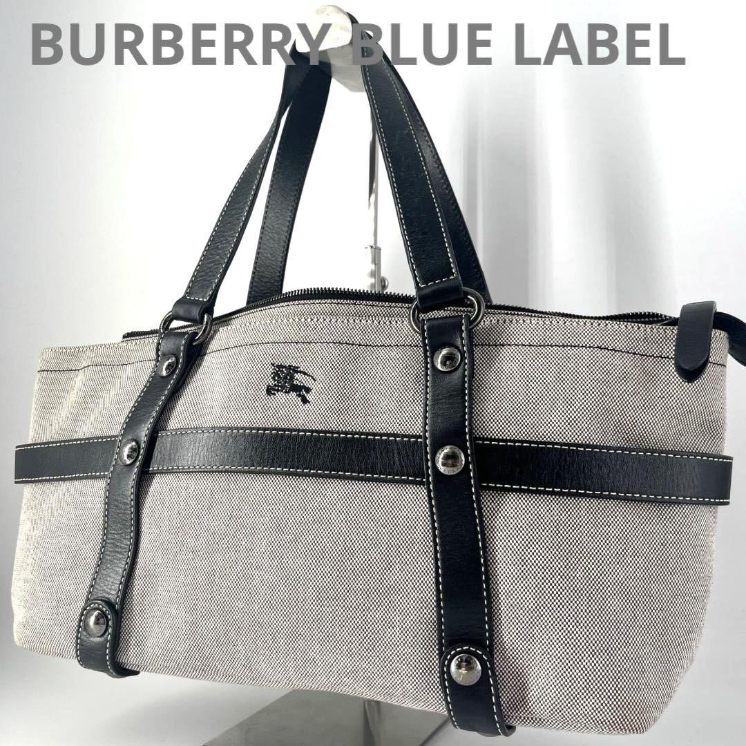 バッグ BURBERRY BLUE LABEL Hobo Horse Logo Used Burberry Blue Label Horse Logo Denim Leather Tote Bag