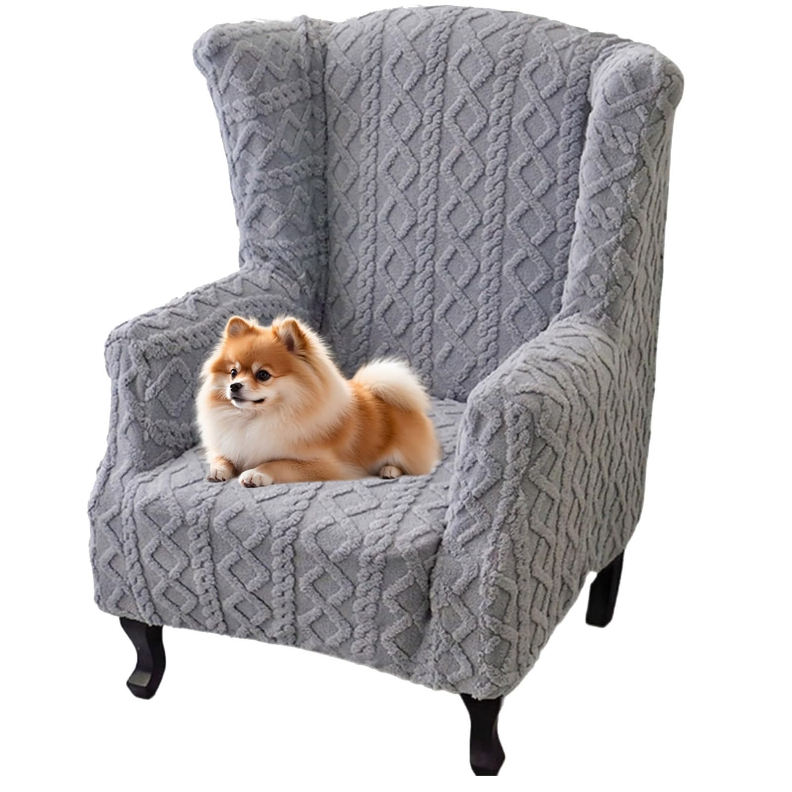 Slipcover Stretch Spandex Wingback Chair Covers Jacquard Armch...