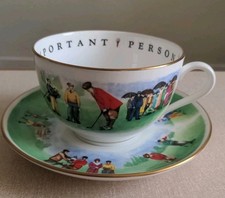 Image of England Royal Worcester Golf Themed Cup & Saucer Very Important Person 