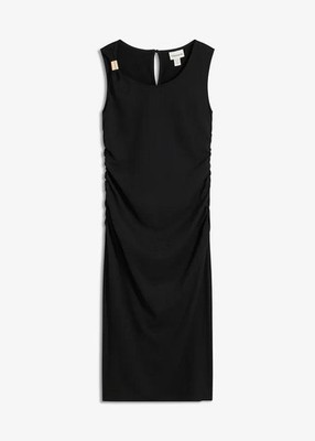 Neu Figurbetontes Kleid Gr. 32/34 Schwarz Midikleid ärmellose Jerseykleid