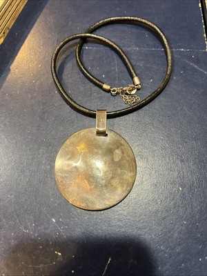 RLM Studio Leather & 925 Sterling Silver Necklace & One World 2  Pendant,  15 