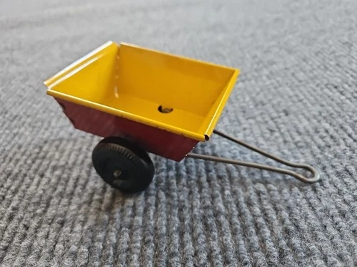 Marx Sparkling Climbing Tractor Trailer Tin Litho Toy Red & Yellow Vintage 1950s