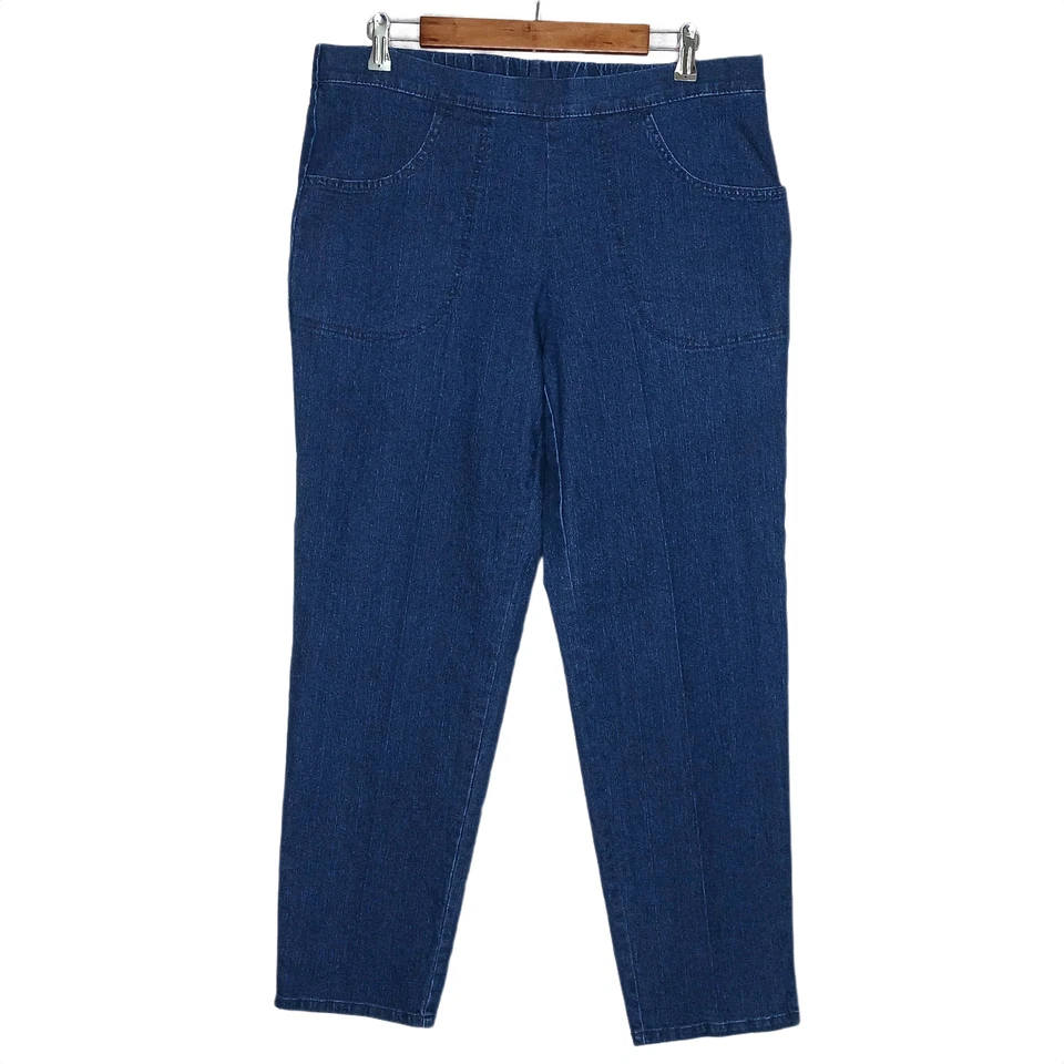 Just My Size Mujer Elástico Cintura Tirar en Cónico Jeans PLUS 1X Elástico Oscuro Foto 3 de 4