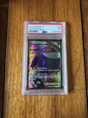 2014 POKEMON XY PHANTOM FORCES #114 FULL ART/GENGAR EX PSA 7