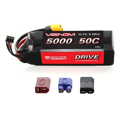 Venom LiPo Battery : Traxxas Slash 1:10 VXL 50C 11.1V 5000mAh 3S with UNI Plug
