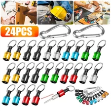 24PCS 1/4" Hex Shank Quick Release Keychain screwdriver Drill Bits Holder set US