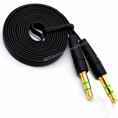 3.5mm Flat Male Stereo Audio Auxiliary AUX Cable for iPod Car Phone Black-