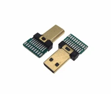 Micro HDMI Male Connector Plug Breakout Board 19P Solder Pad - Pack of 2