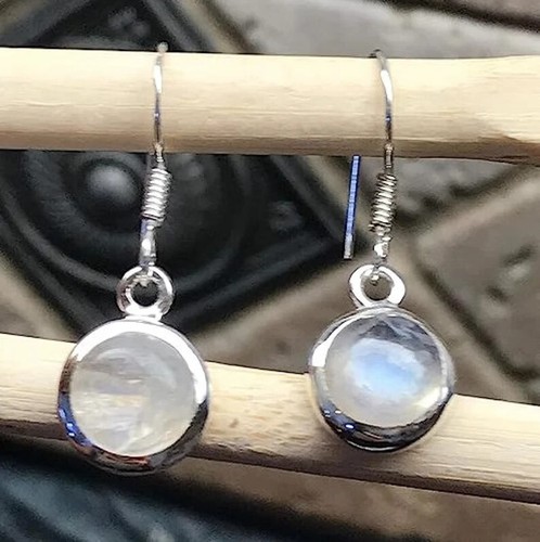 Natural Moonstone 92.5% Sterling Silver Dangle Earrings for Women - Picture 2 of 5