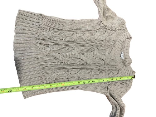 LL Bean Signature Pullover Fisherman Cable Knit Sweater Beige/Tan Women's Small - Picture 11 of 13