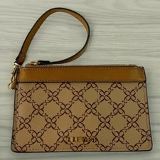 Nine West Brown Wristlet Zipper Wallet Pouch 7x4” Carry Alone or Inside Purse