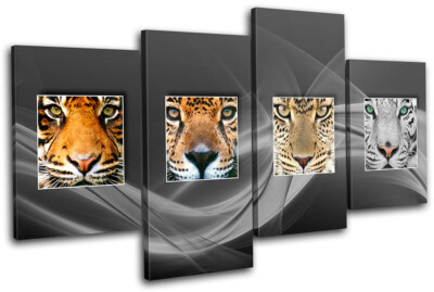 Tiger Löwe Gepard Tiere LEINWAND WANDBILD Bild Druck VA