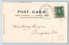DPO (1853-1950) Diamond Spring CA Postcard Sugar Loaf Rock State Road 1907