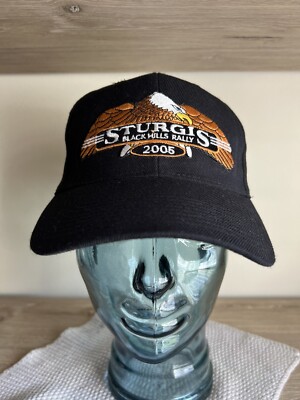 Sturgis Black Hills Rally 2005 TK Cap Embroidered Eagle Black Adjustable OS