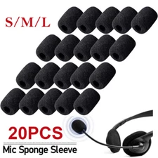 20x Practical Small Black Microphone Headset Windscreen Sponge Foam Mic Cover US